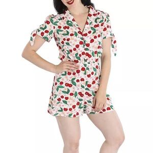Hell Bunny Cherry Print Retro Inspired Romper 2x